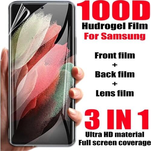 3 IN 1 Hydrogel Film For Samsung Galaxy S21 S20 S10 Note 20 Ultra 10 Plus 9 8 Screen Protector For S8 S9 S10 E Plus Not Glass