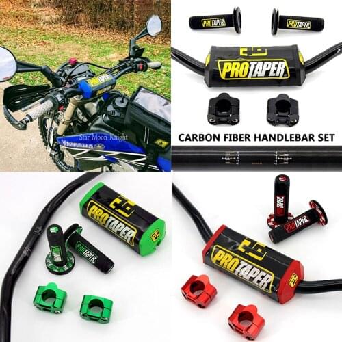 Grips for motorcycle Bicycle handlebar Pit bike Carbon Piber Fat Bar 28MM Grips+Bar Clamps+Bar Pad Moto EXC CRF nmax tmax 530