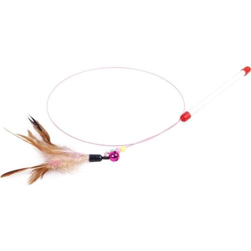 Cat Toys Metal Steel Wire Cat Teaser Cat Toy Pet Toy Belt Feather Bell Cat Playing Rod Pet Supplies Cat Toys Interactive
