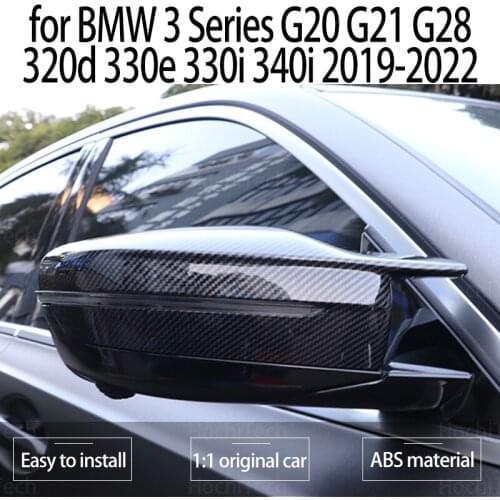 2pcs Modified Carbon Fiber Pattern LHD M4 Style Mirror Cover Caps for BMW 3 Series G20 G21 G28 320d 330e 330i 340i 2019-2022 RHD