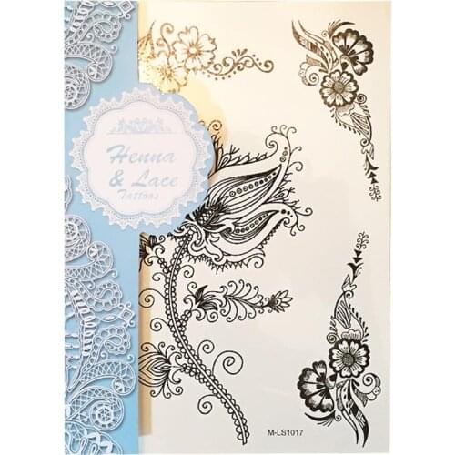 Beautiful Flower Black Henna Temporary Tattoo For Right body Inspired Body Sticker