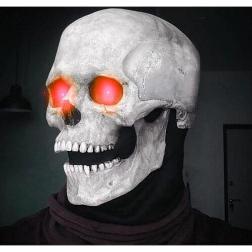Halloween Mask Full Head Skull Face Cover Headgear Movable Jaw Game Gadgets Masquerade Cosplay Horror Halloween Party Beautiful