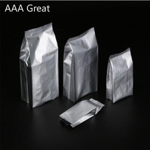 100Pcs/Lot Aluminum Foil Bag Pure Aluminum Food Coffee Candy Packing Bags Kitchen Storage Supplies Silver Pouches Tea Packaging