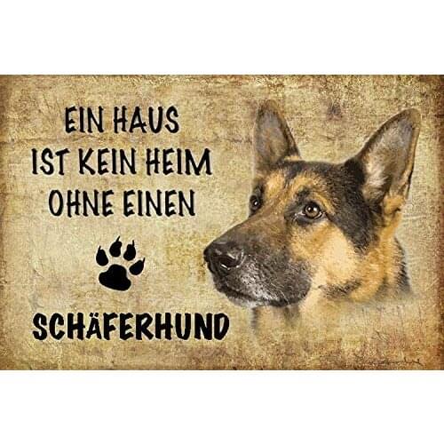 Metal Tin Sign Decor Iron Painting EIN Haus ist kein heim ohne einen schaferhund Farm Vintage Art Deco