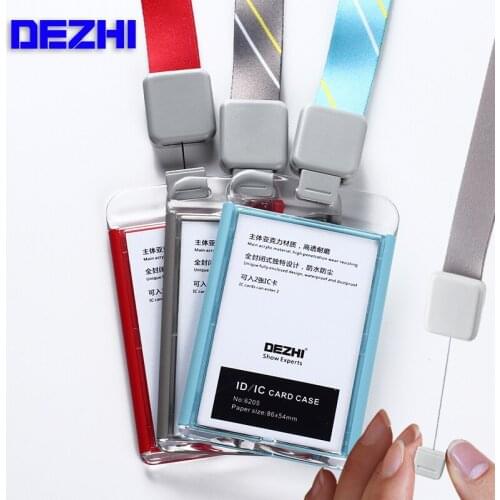 Fashion style Acrylic clear ID IC Card Case lowest price of work card with lanyard,can custom the LOGO,OEM