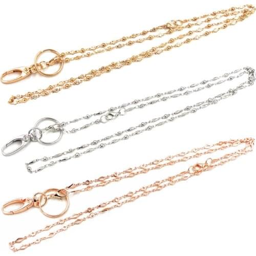 Fashion Women Lanyard Necklace Stainless Steel Chain Lanyard for ID Badge Holder and Keys