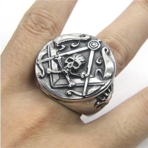 2020 Newest Big Size Heavy Biker Skull Ring 316L Stainless Steel Mens Ring Round Ghost Ring
