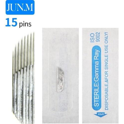 100 Pcs Permanent Makeup Blade For Manuel Pen 15pin 2Row Flat Needle Embroidery Eyebrow Tattooing Supplies