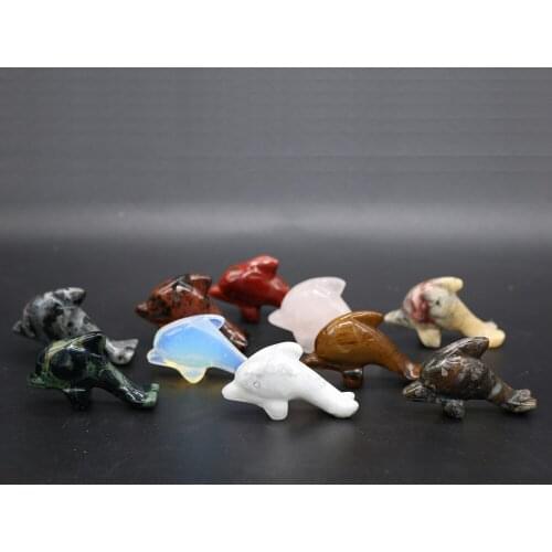 Natural Semi Precious Stone Ornaments Dolphin Shape Tabletop Decoration Photo Display Products Fengshui Energy Stone