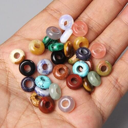 Wholesale 11mm Big Hole Beads Charms Round Natural Quartz Opal Agates Stone Loose Beads for Jewelry Making DIY Craft Accessories