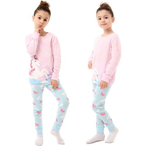 New Girls 2Pcs Pyjamas Kids Unicorn Pajamas Baby for 2-8Years Pijama Children Clothing Sets Girls 100% Cotton Long Sleeve Suit