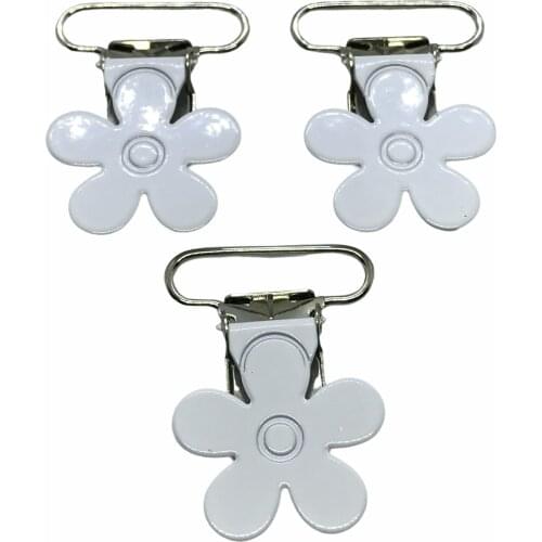 25pcs #02 White Color Plum Blossom Flower Suspender Clips