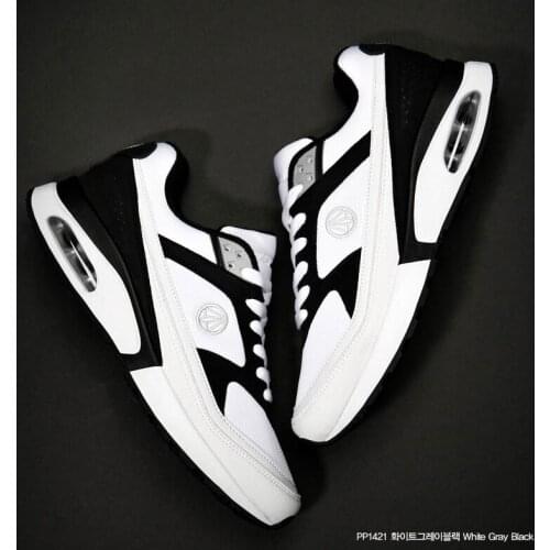 PP1421 Premium Paperplanes Air Cap Leather Lace Up Training Shoes Trainers White Gary Black Sneakers
