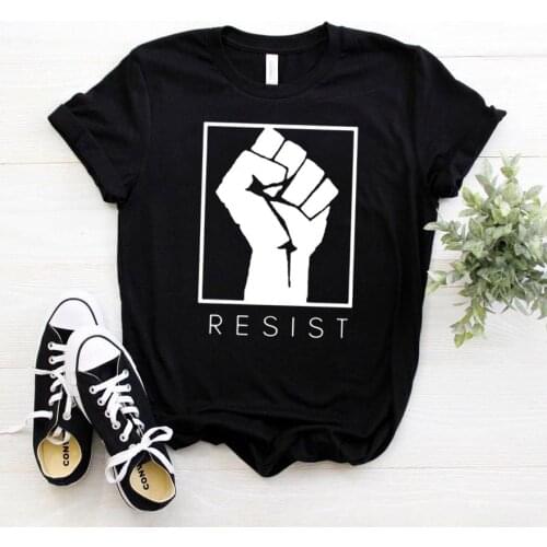 RESIST feminist Women tshirt Cotton Casual Funny t shirt For Lady Girl Top Tee Hipster Drop Ship NA-243