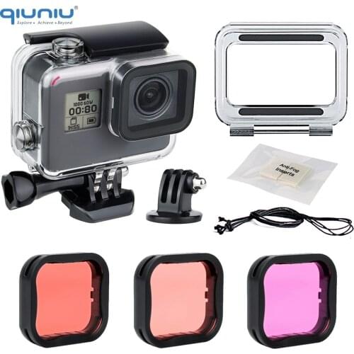 QIUNIU 45M Waterproof Diving Housing Underwater Case with 3-Pack Dive Lens Filter for GoPro Hero 7 6 5 Black Go Pro Accessories