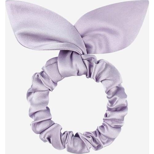 6PCS Random Color 100% Silk Hairband Scrunchies with Rabbit Ear Charmeuse Head Hair Ties Ponytail Hair Accessories For Woman