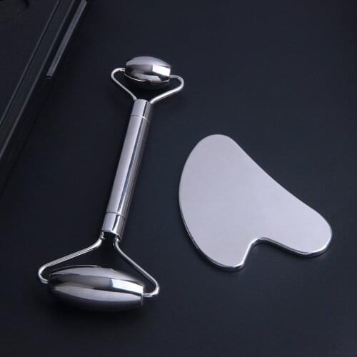Stainless Steel Facial Massage Roller Gouache Scraper Face Massager Gua Sha Board Body Meridian Scraping Slimming Skin Care Tool