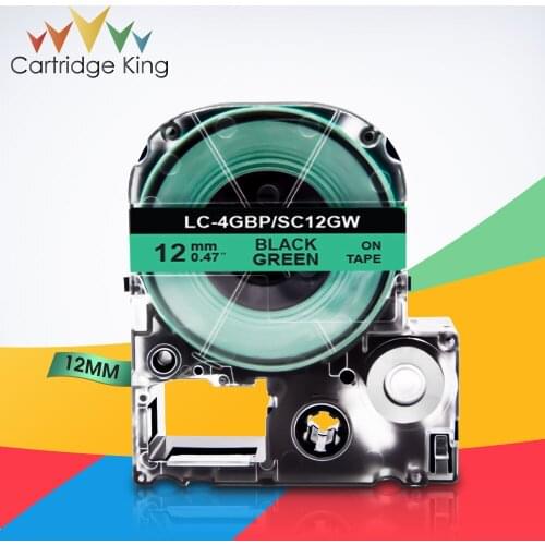SC12GW LC-4GBP Black on Green 1/2" 12mm Labeling Tape for Epson LabelWorks LW-300 LW-300L LW-C410 King Jim TepraPro Label Print
