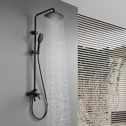 SKOWLL Bathroom Faucet Black Rain Shower Bath Faucet Wall Mounted Spray Water Head Shower Mixer Tap Shower Faucet Set SK-16006