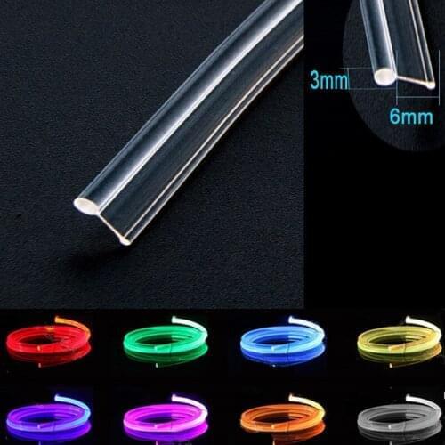 Super Bright 3.0mm Plastic Skirt Edge Side Glow Optical Fiber with Flat Side Wing Transparent PMMA FDDI Car Lighting Decor