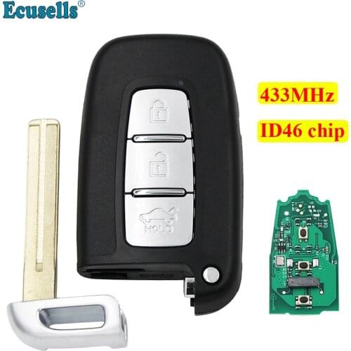 3 buttons Smart Remote key 433MHz with ID46 chip for Hyundai Veloster IX35 Santa Fe I30 2012-2016 with small key