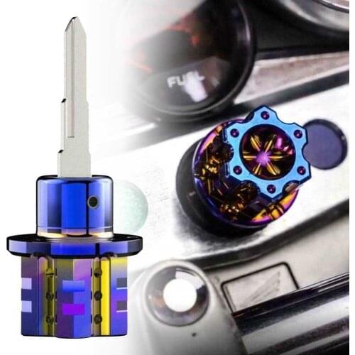Universal Aluminum Burn Blue Key Cover Case For Motorcycle Car ATV CNC Key Bit Hexagon Titanium Key Head Shell Refit Accessories