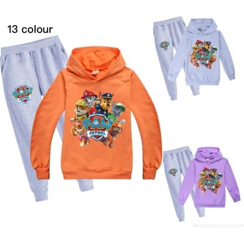 Spring Cartoon Paw Patrol Clothes Set Girl Hooded Sweatshirts With Long Pants Children Clothing Suits Kids Boy Sport Outfits