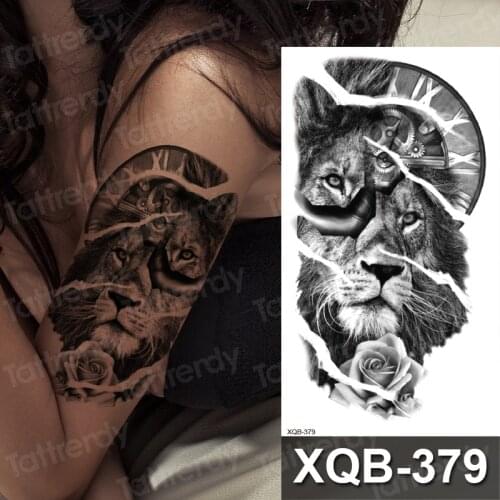 Waterproof Temporary Tattoo Sticker Wolf Tiger Compass Forest Tattoos Moon Bird Skull Body Art Arm Fake Sleeve Tatoo Women Men