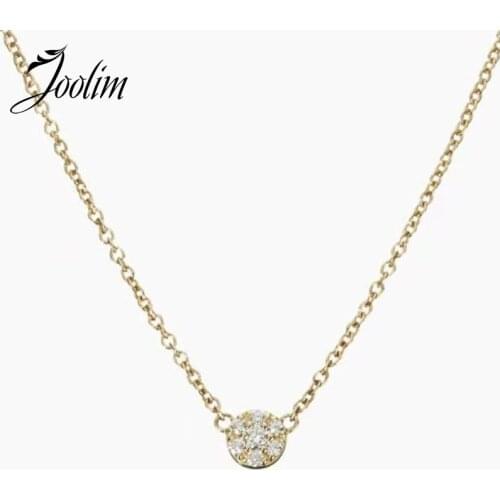 Joolim Jewelry PVD Gold Finish Symple Slender Glass Pendant Necklace Stylish Stainless Steel Necklace
