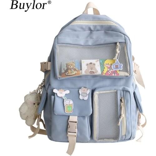 Buylor Women Backpack Nylon Waterproof Rucksack Teen Girls School Bag Cute Fashion Student Travel Bookbag