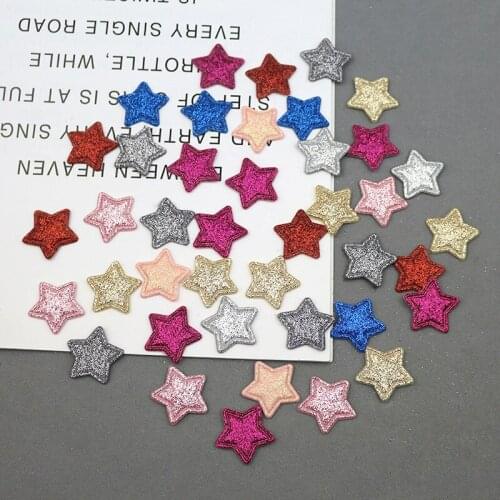 30/60/100 Pcs 2cm Gold Powder Cloth Star Applique DIY Stickers For Craft / Clothing / Hairpin DIY Embroidery Scallop Accessories
