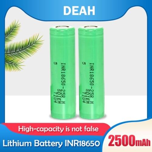 1-10PCS Original 3.6V 2500mah 18650 battery For Samsung INR18650 25R 20A Discharge Lithium Rechargeable Battery With Flat