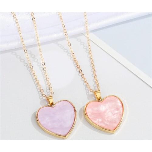 1PC New Simple Resin Store Heart Necklace For Women Fashion Heart-Shaped Pendant Necklace Choker Clavicle Chain Jewlrey N214