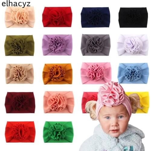 10pcs/lot Lovely Flower Baby Headband Trendy Elastic Headwrap Baby Girls Hair Band Turban Solid Headwear DIY Hair Accessories
