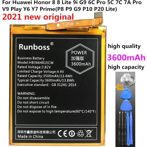 100% New Original HB366481ECW 3600mAh Battery For Huawei G9 lite VNS-AL00 / P9 Lite VNS-L31 VNS-L21 VNS-L22 L23 L53 Honor 8 5C