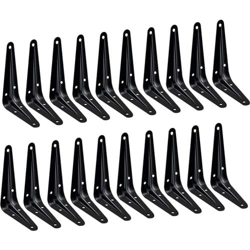 20 Pack Shelf Brackets Heavy Duty Black Metal Floating Shelf Bracket, Rustic Farmhouse Decorative Iron L Bracket