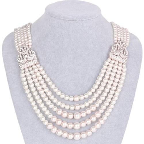 2020 new European and American pearl necklace female pearl clavicle chain sweater chain Christmas gift wedding party necklace