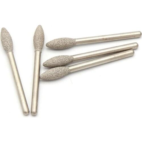 3/4/5/6mm Brazing Diamond Burrs Grinding Bits 1/8'' Shank for Dremel Engraving 1/5/10PCS