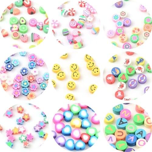 30pcs/Lot 10mm Mixed Clay Beads Spacer Beads Polymer Clay Beads For Jewelry Making DIY Handmade Charm Necklace Accessorie