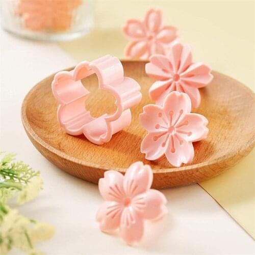 5pcs/set Sakura Cookie Mold Stamp Biscuit Mold Cutter Pink Cherry Blossom Mold Flower Charm DIY Floral Mold Fondant Baking Tool