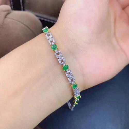 925 sterling silver Fine jewelry Emerald Bracelet Natural And Real Emerald Bracelet