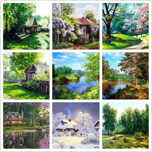 5D Diy Diamond Painting Landscape Nature Cross Stitch Kit Full Drill Embroidery Winter Mosaic Art Picture of Rhinestones Decor