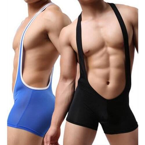 Mens Bodysuit Wrestling Suit Sexy Mens Underwear Suspender Boxers Jumpsuits Bodysuits Sexy Lingerie Hot