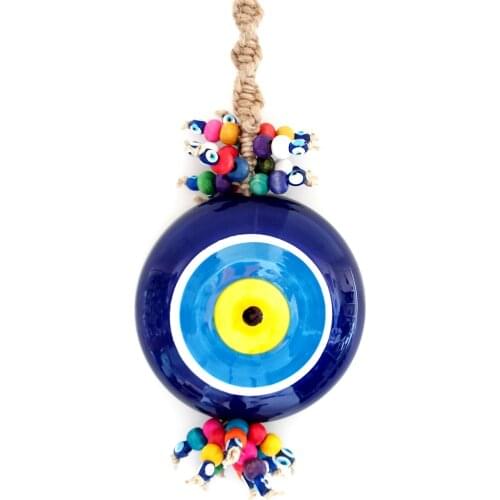 Large Size Ceramic Evil Eye Beaded Door and Wall Ornament