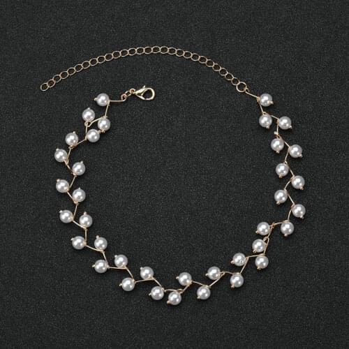 2021 New Temperament Pearl Clavicle Chain Simple Versatile Folding Line Full Pearl Neckband Necklace Women