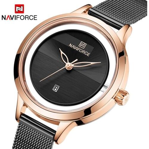 Luxury Brand NAVIFORCE Fashion Casual Women Watches Simple Dress Ladies Quartz Wristwatch Waterproof Steel Band Clock Bracelet
