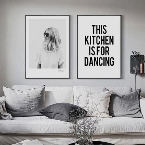 Black and White Figure Wall Art Canvas Paintings Girls Kitchen Prined Pictures Wall Prints and Posters Living Room Home Decor