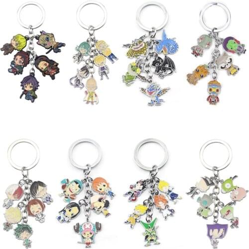 Color Alloy Decorative Keychain Demon Slayer Kimetsu no Yaiba Galaxy Guard My Hero Academia One Piece ONE PUNCH MAN Wallet Chain