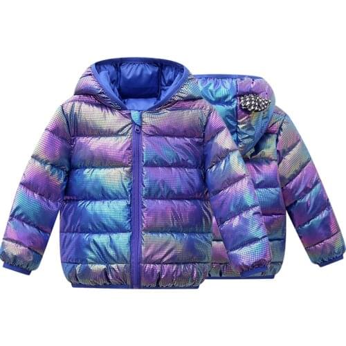 Baby lattice bright cotton padded jacket 2021 autumn winter new cartoon down cotton padded jacket for boys and girls