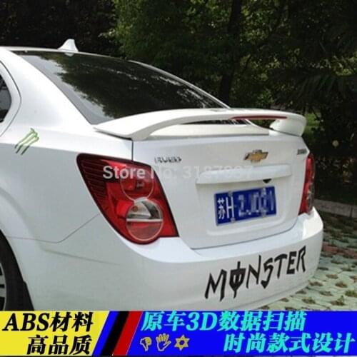 For Chevrolet Aveo Spoiler 2010-2013 ABS Plastic Unpainted Color Rear Roof Spoiler Wing Trunk Lip Boot Cover Car Styling